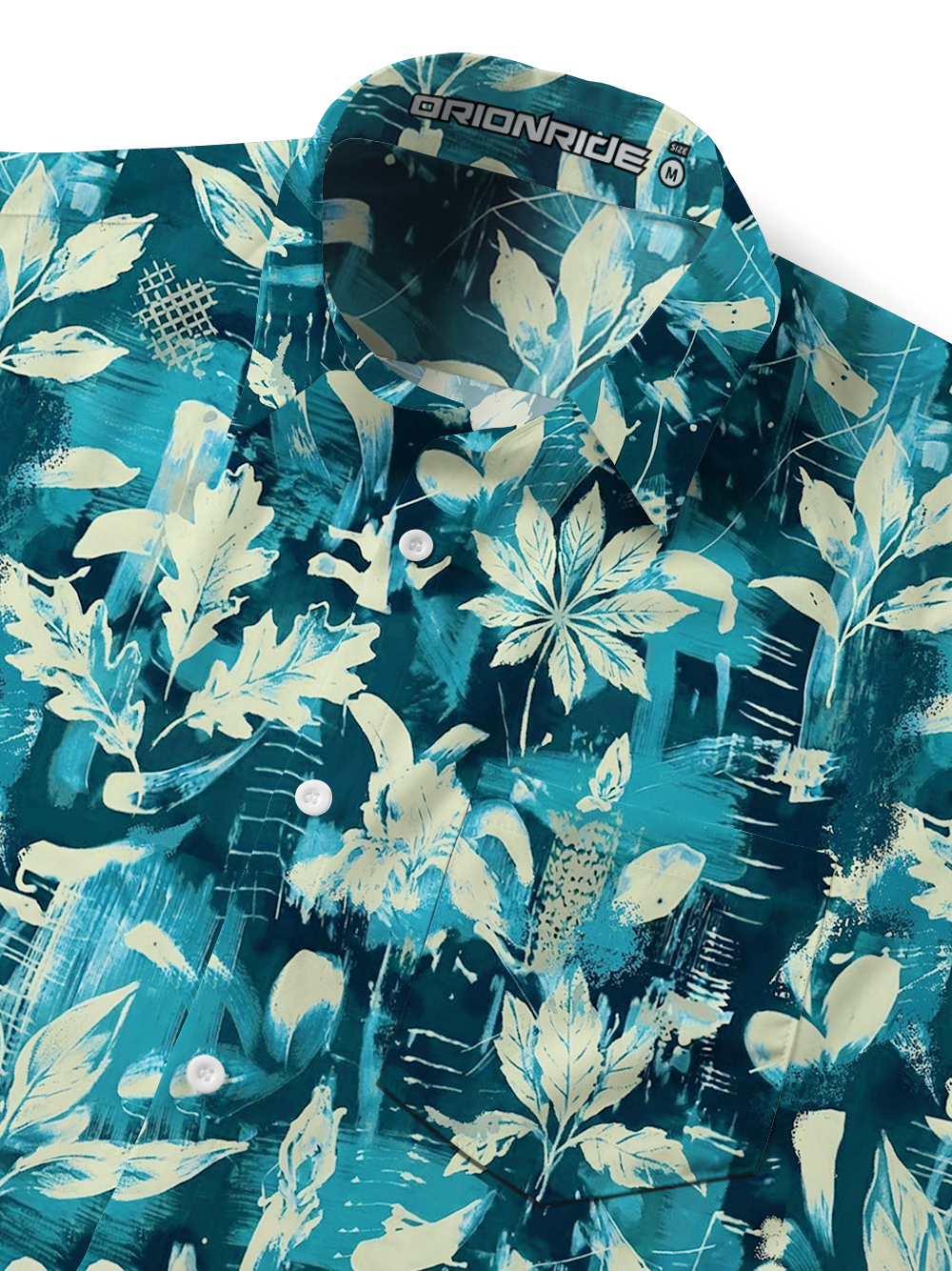 Orionride Leaf Graffiti Zipper Pockets Ultra Lightweight Short Sleeves Gravel Shirt