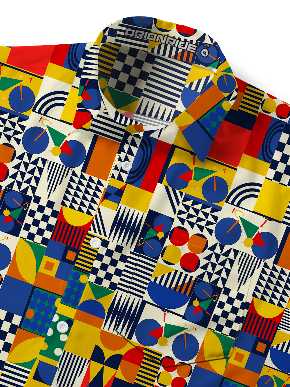 Orionride Geometric Shape Splicing Zipper Pockets Ultra Lightweight Short Sleeves Gravel Shirt