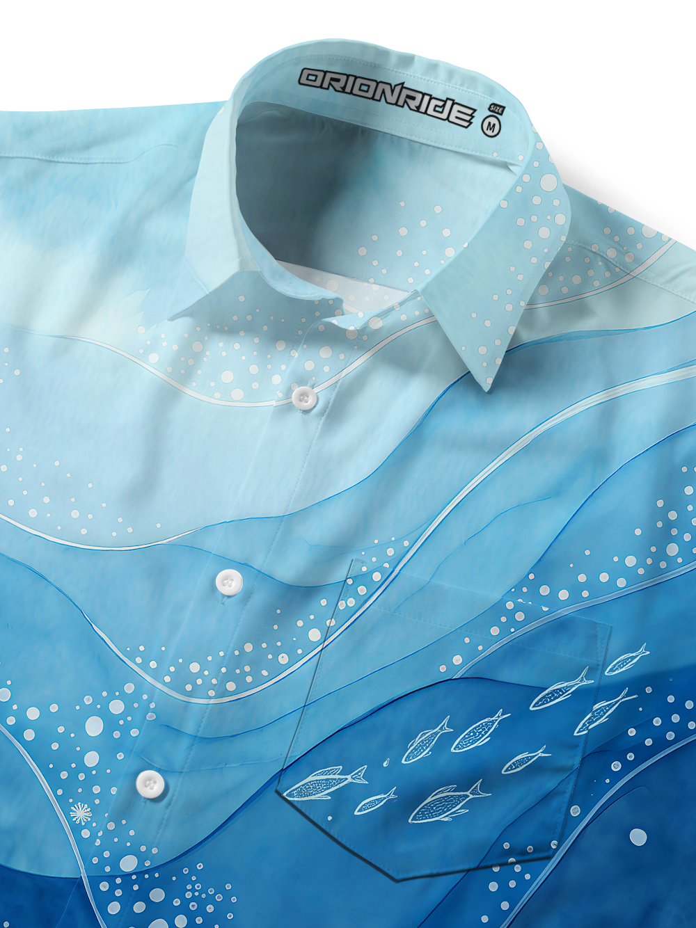 Orionride Ocean Chart Zipper Pockets Ultra Lightweight Short Sleeves Gravel Shirt