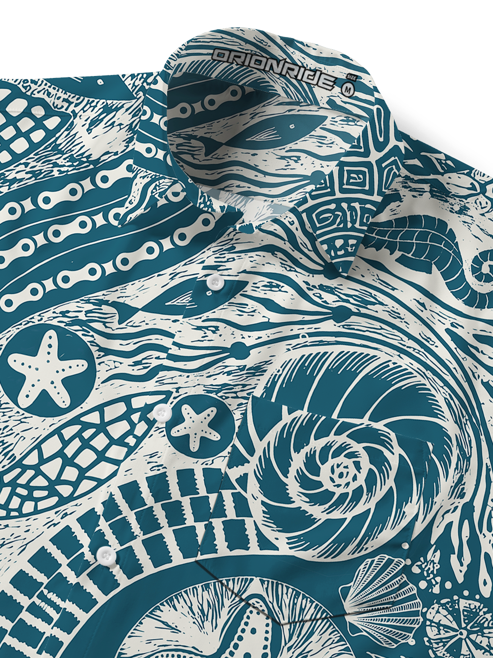 Orionride Starfish And Seashells Zipper Pockets Ultra Lightweight Short Sleeves Gravel Shirt