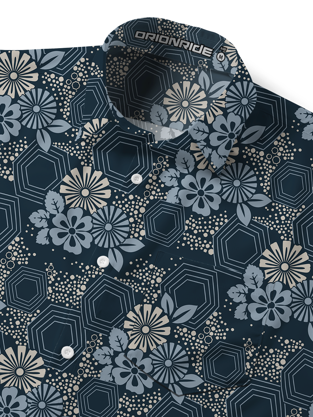 Orionride Geometric Night Bloom Zipper Pockets Ultra Lightweight Short Sleeves Gravel Shirt
