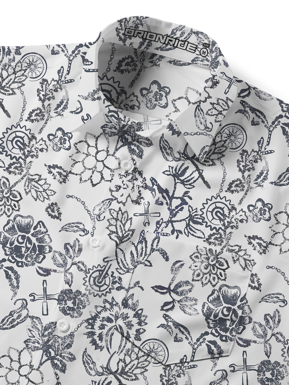 Orionride Line Drawing Flowers Zipper Pockets Ultra Lightweight Short Sleeves Gravel Shirt