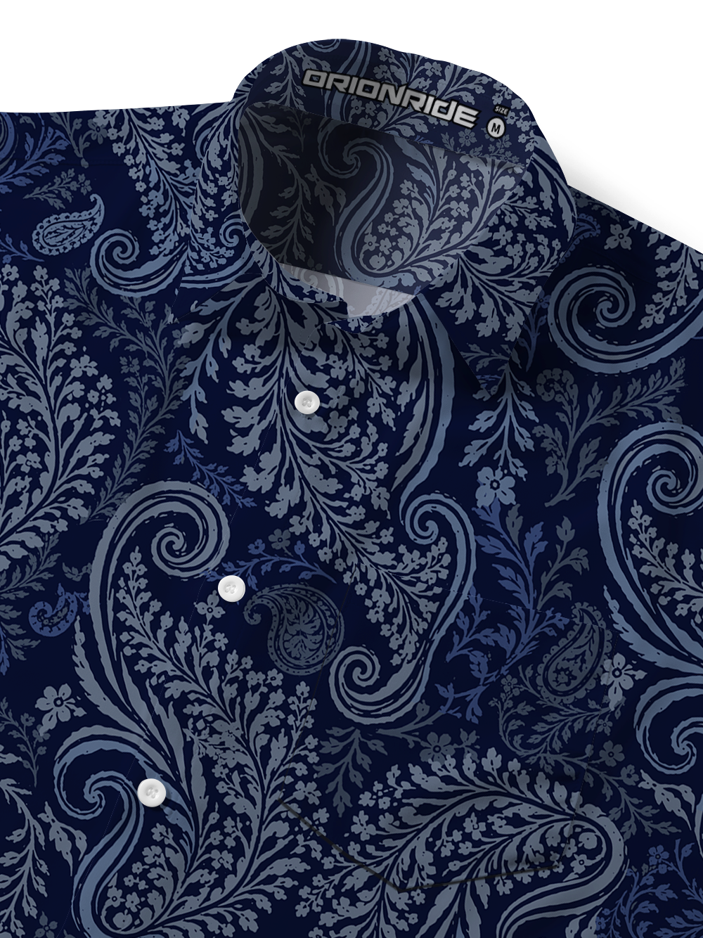 Orionride Blue Paisley Zipper Pockets Ultra Lightweight Short Sleeves Gravel Shirt