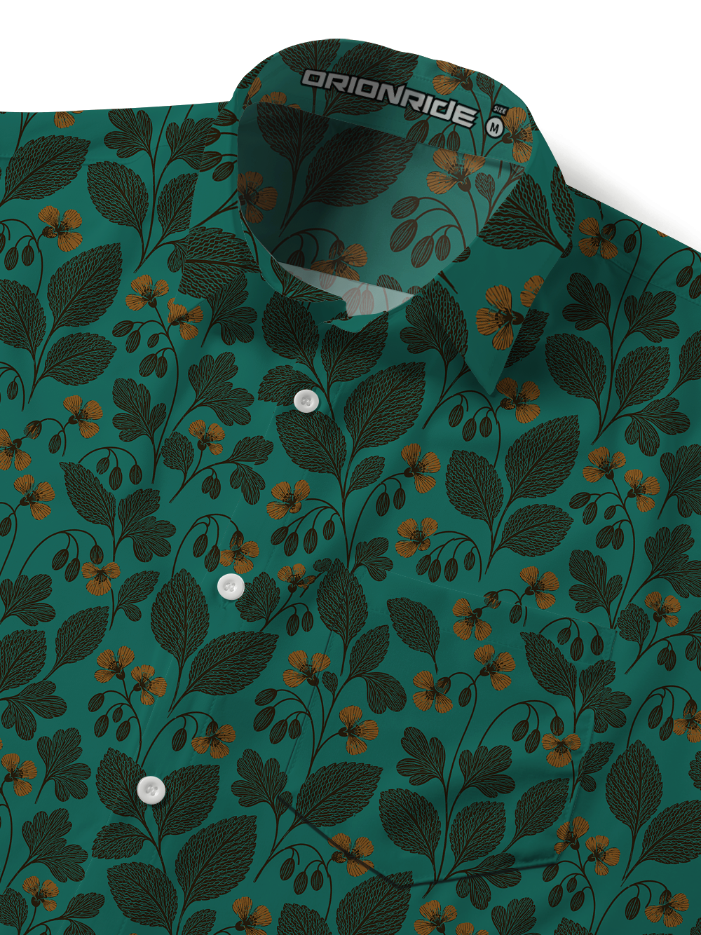 Orionride Vintage Botanical Zipper Pockets Ultra Lightweight Short Sleeves Gravel Shirt