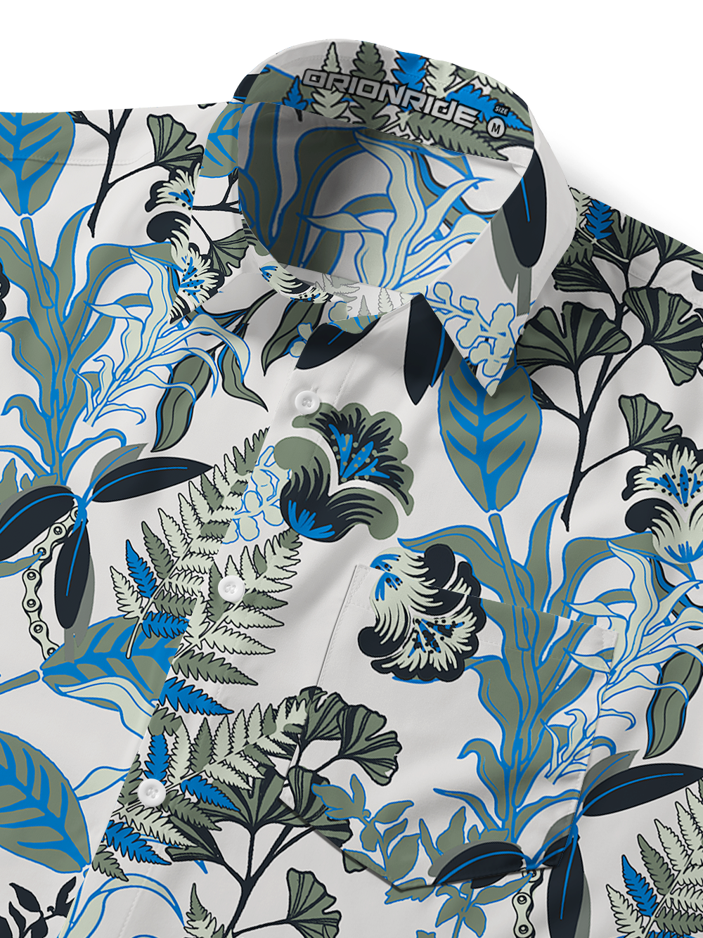 Orionride Flourishing Ferns Zipper Pockets Ultra Lightweight Short Sleeves Gravel Shirt