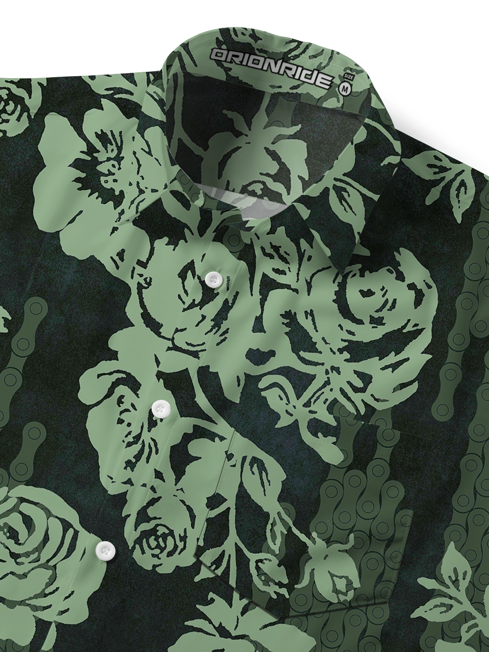 Orionride Green Rose Zipper Pockets Ultra Lightweight Short Sleeves Gravel Shirt
