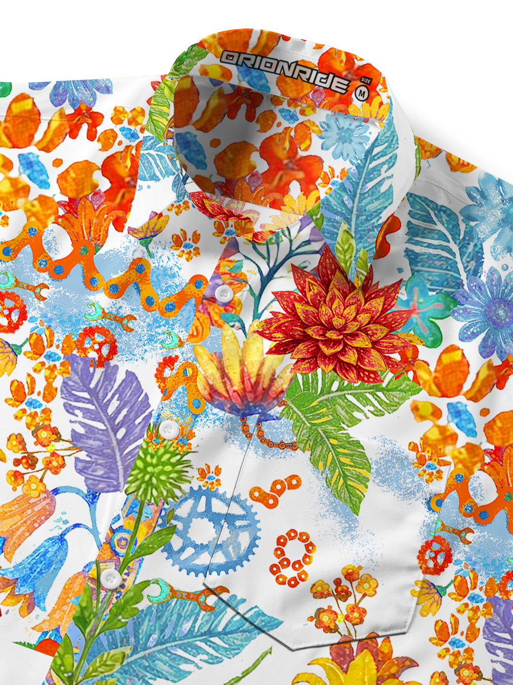 Orionride Brilliant Flower Room Zipper Pockets Ultra Lightweight Short Sleeves Gravel Shirt