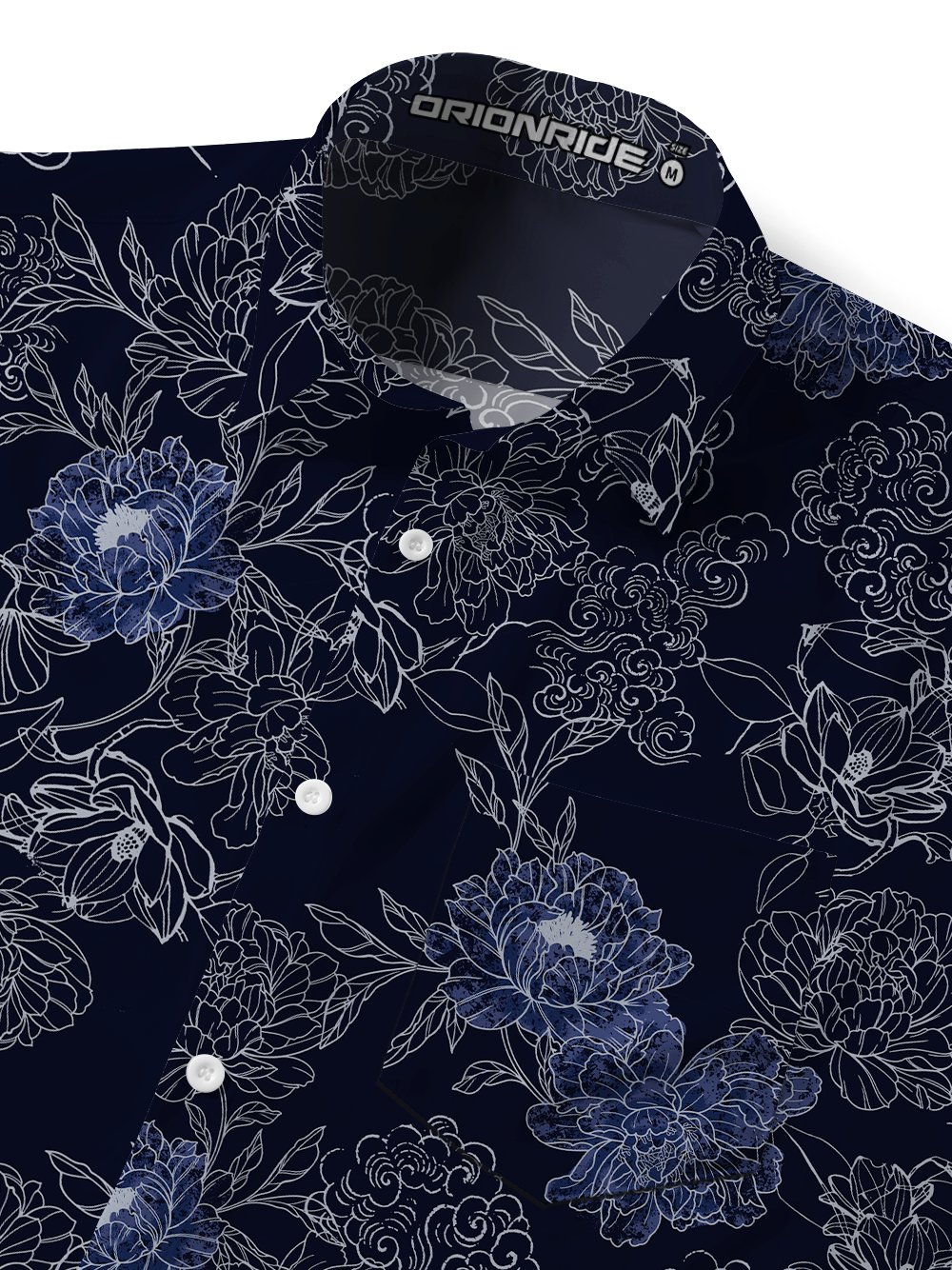 Orionride Auspicious Clouds And Flowers Zipper Pockets Ultra Lightweight Short Sleeves Gravel Shirt
