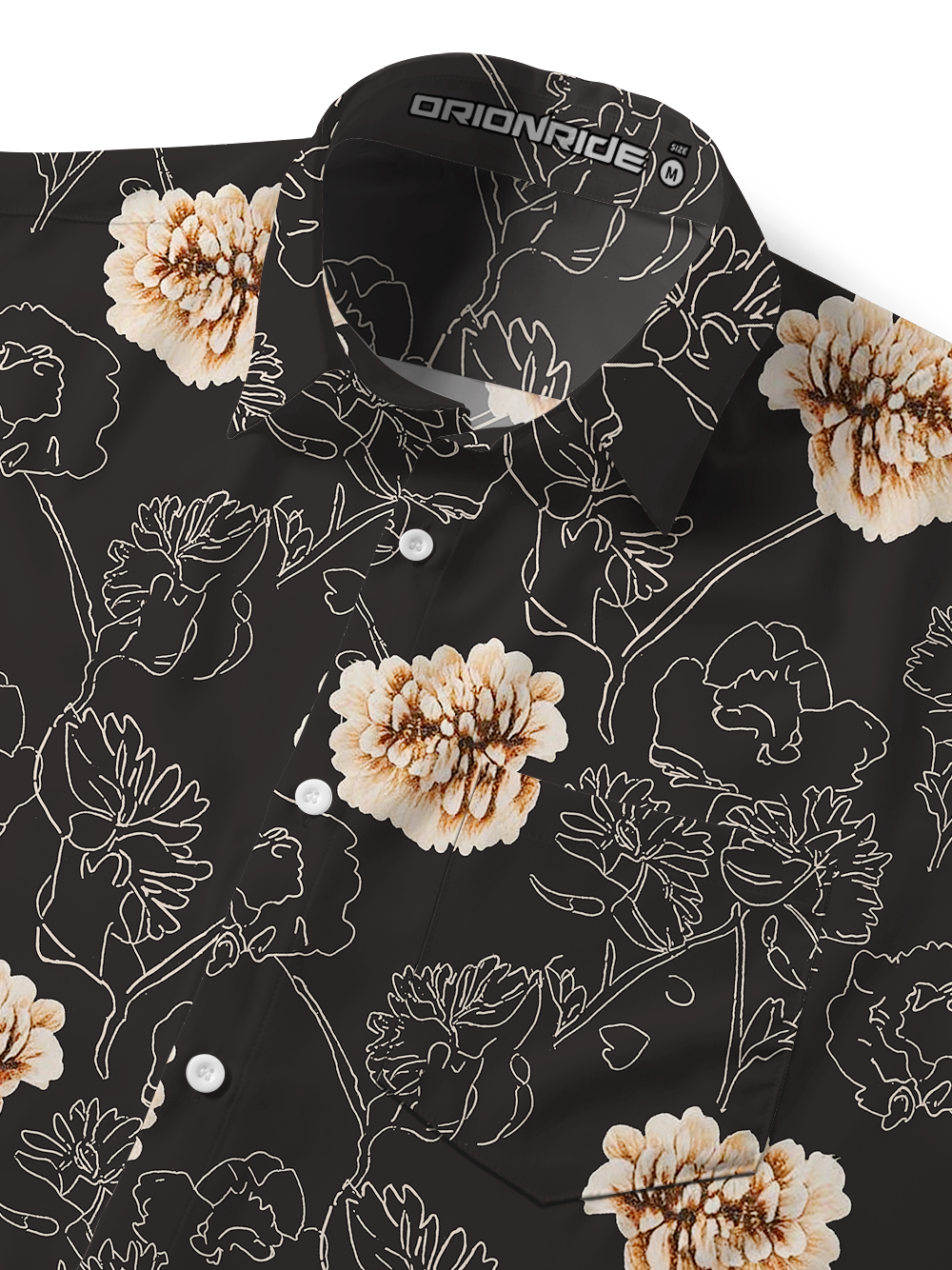 Orionride Pure Flowers Zipper Pockets Ultra Lightweight Short Sleeves Gravel Shirt