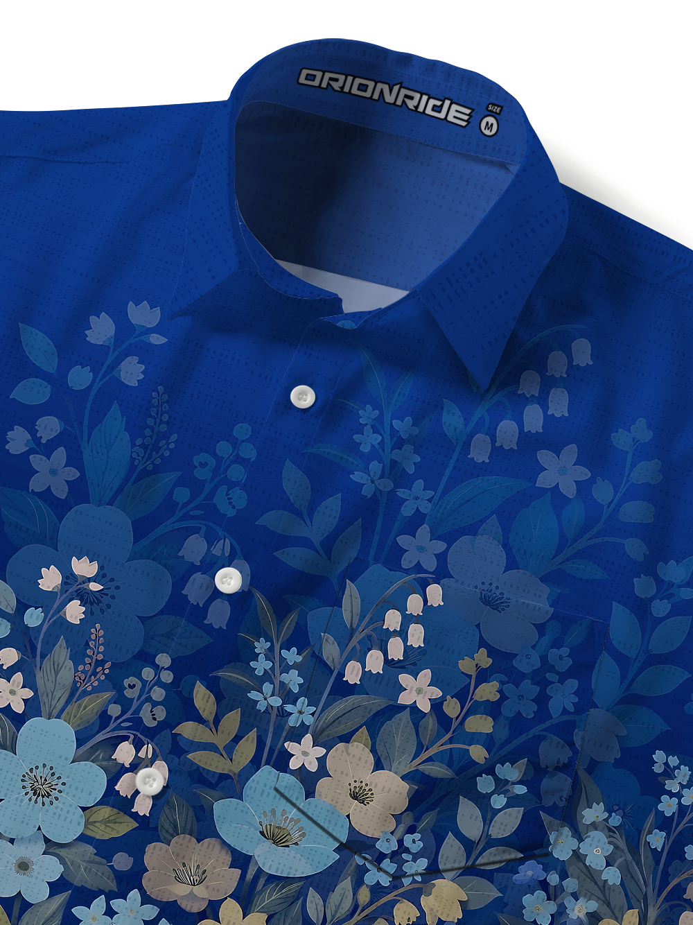 Orionride Gradated Floral Shadows Zipper Pockets Ultra Lightweight Short Sleeves Gravel Shirt
