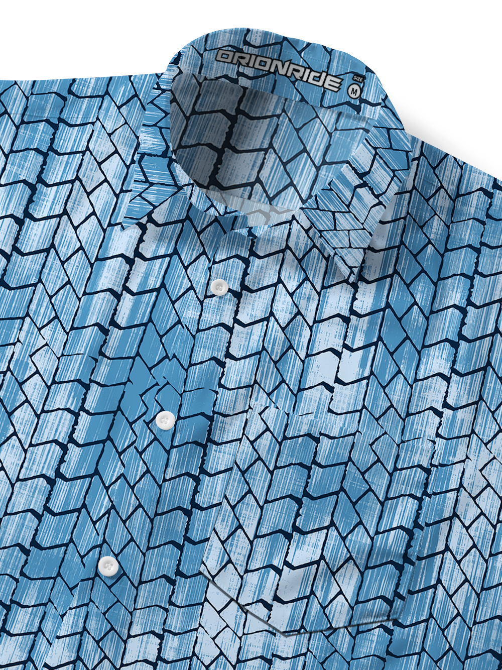 Orionride Gradient Tire Tracks Zipper Pockets Ultra Lightweight Short Sleeves Gravel Shirt