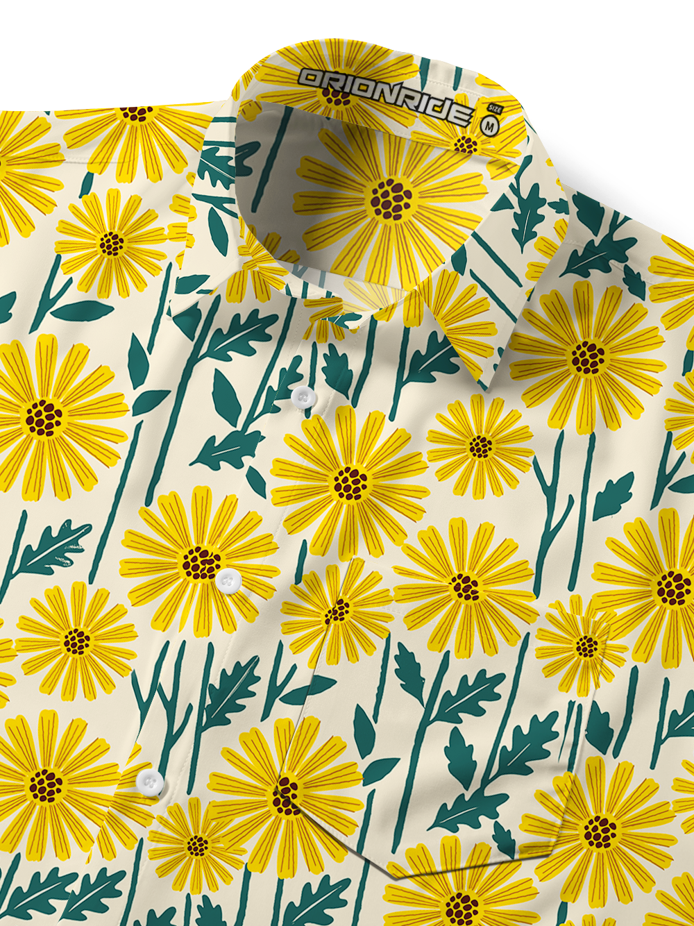 Orionride Summer Daisies Zipper Pockets Ultra Lightweight Short Sleeves Gravel Shirt