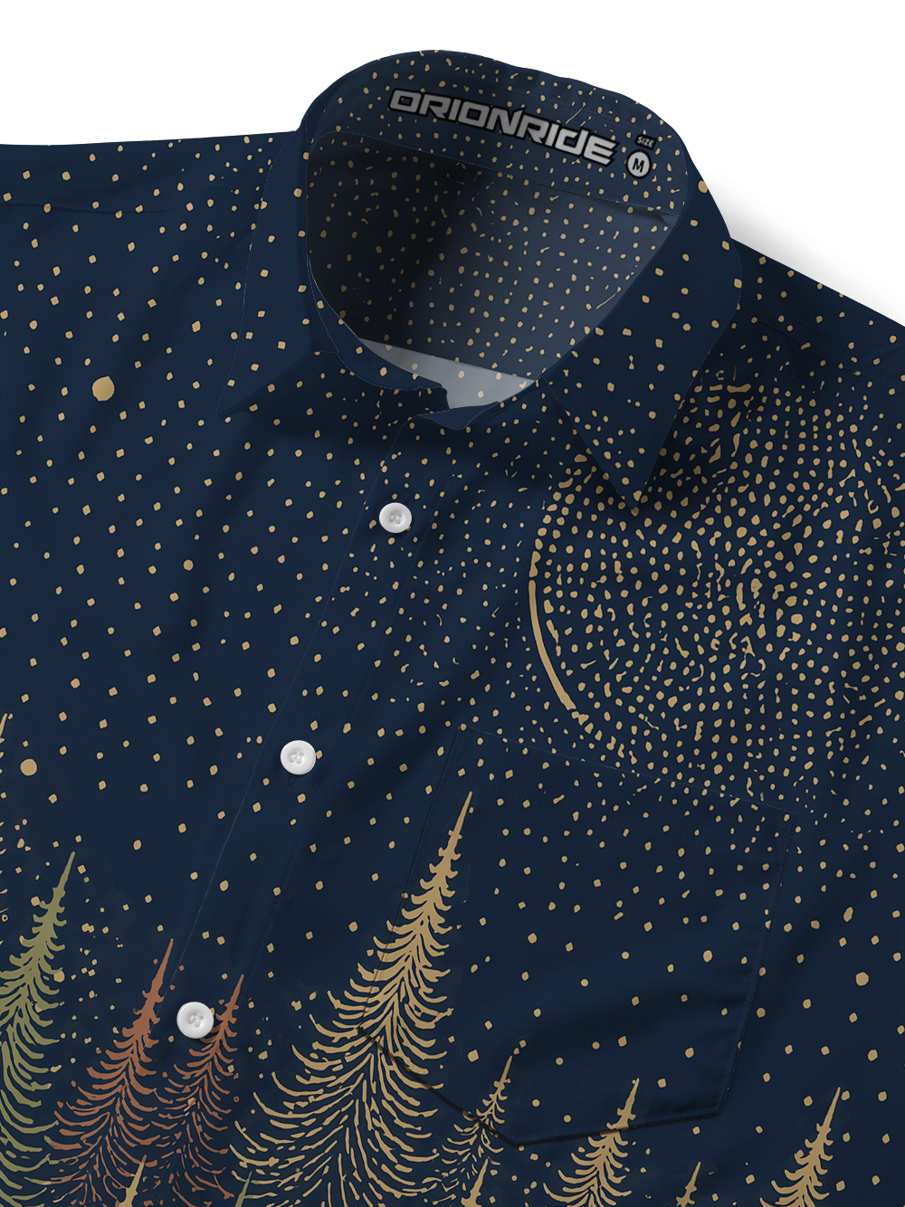 Orionride Gold Night Forest Zipper Pockets Ultra Lightweight Short Sleeves Gravel Shirt