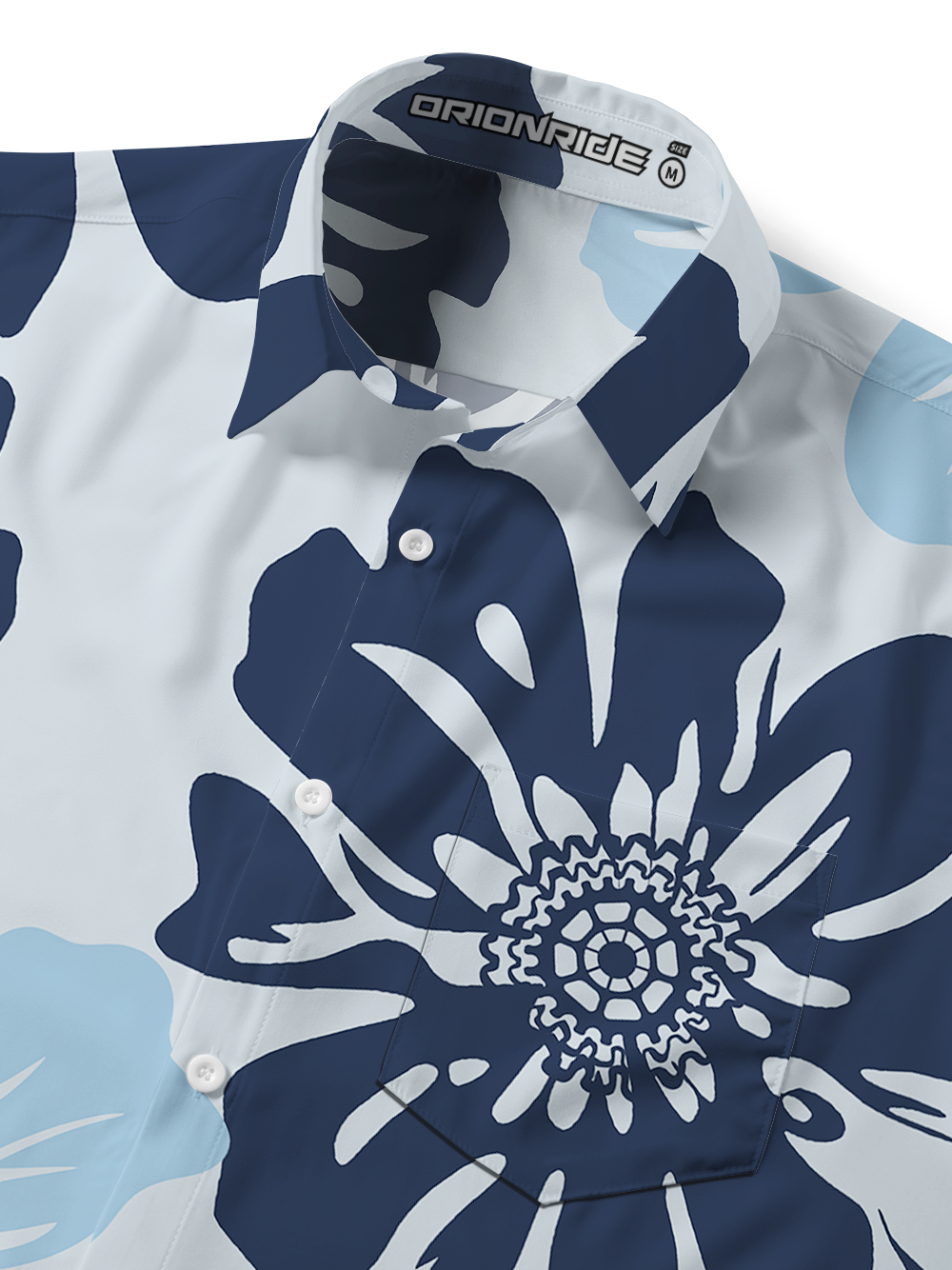 Orionride Large Flowers Zipper Pockets Ultra Lightweight Short Sleeves Gravel Shirt
