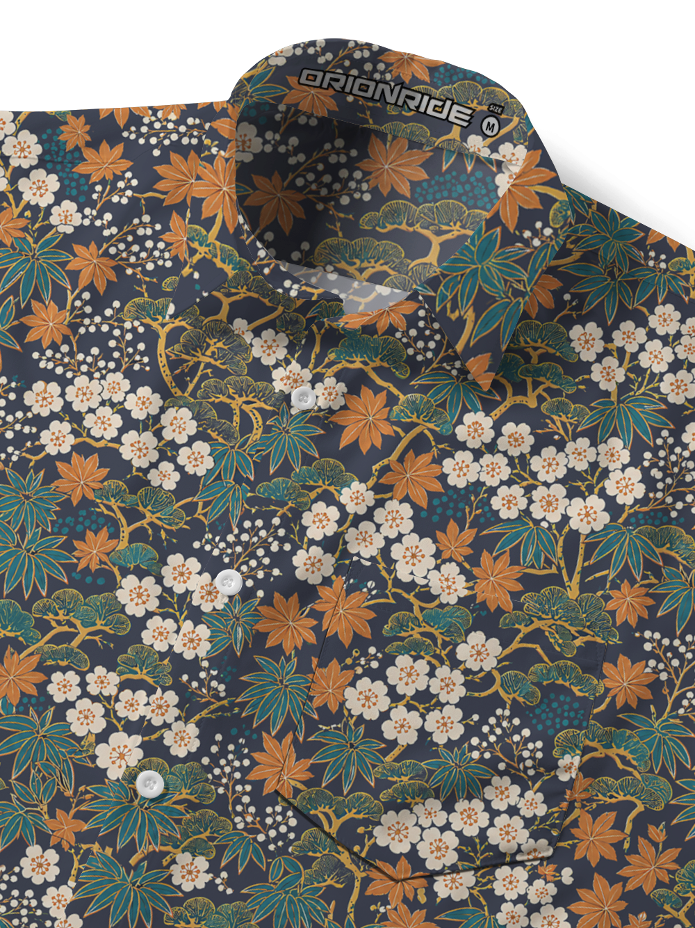 Orionride Japanese Flowerbeds Zipper Pockets Ultra Lightweight Short Sleeves Gravel Shirt