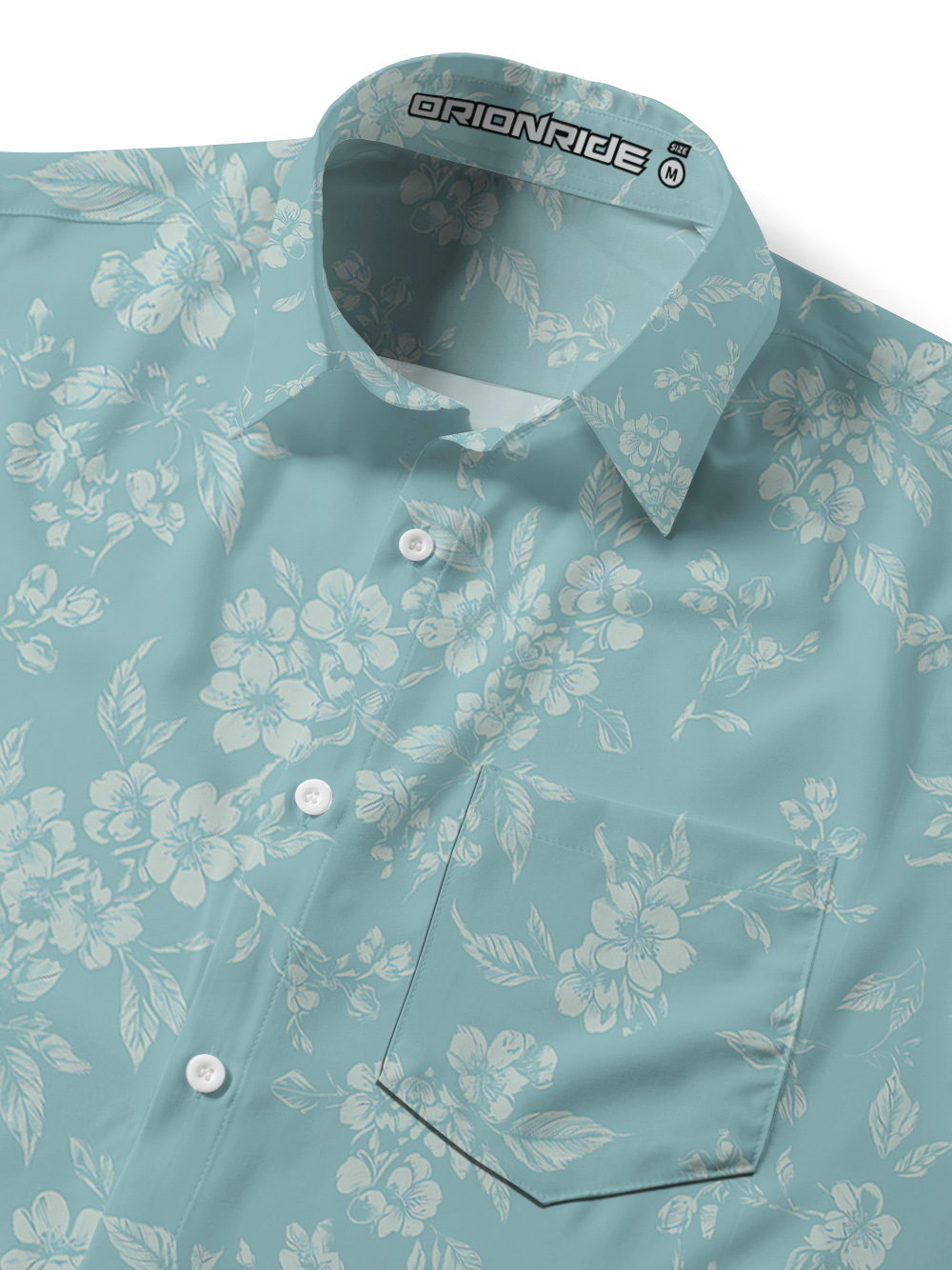 Orionride Delicate Hibiscus Zipper Pockets Ultra Lightweight Short Sleeves Gravel Shirt