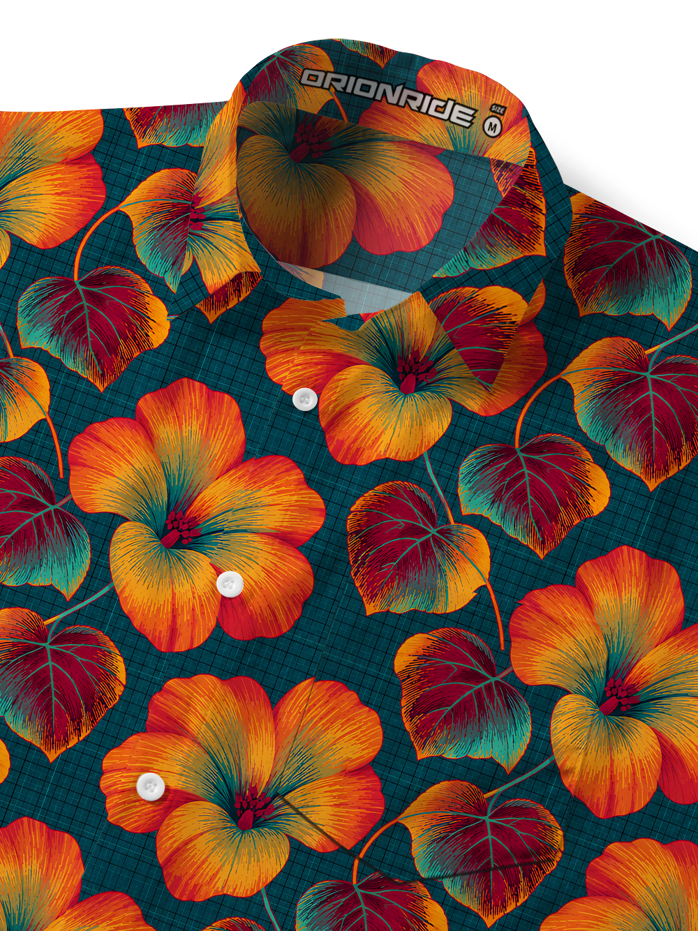 Orionride Fiery Hibiscus Zipper Pockets Ultra Lightweight Short Sleeves Gravel Shirt