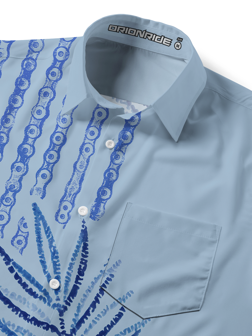 Orionride Chains And Flowers Zipper Pockets Ultra Lightweight Short Sleeves Gravel Shirt