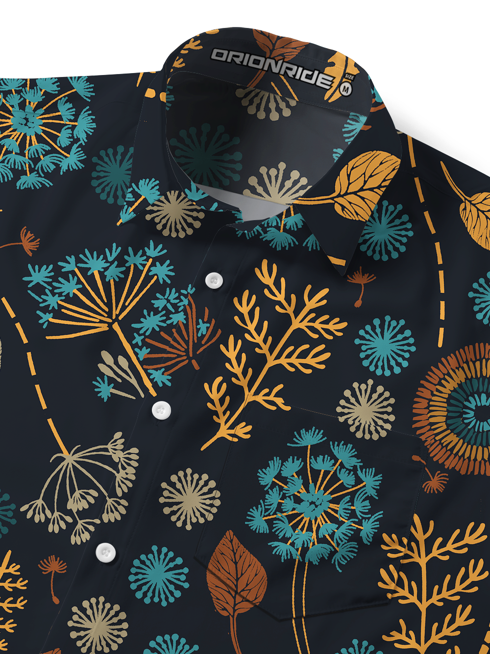 Orionride Night Botanicals Zipper Pockets Ultra Lightweight Short Sleeves Gravel Shirt