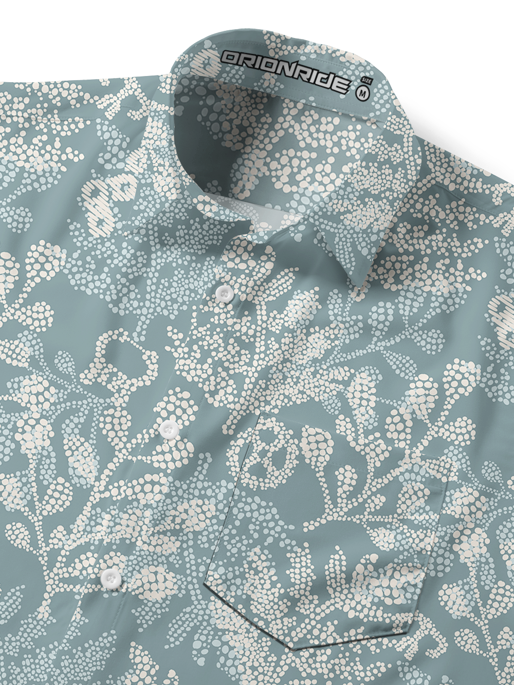 Orionride Dotted Plants Zipper Pockets Ultra Lightweight Short Sleeves Gravel Shirt
