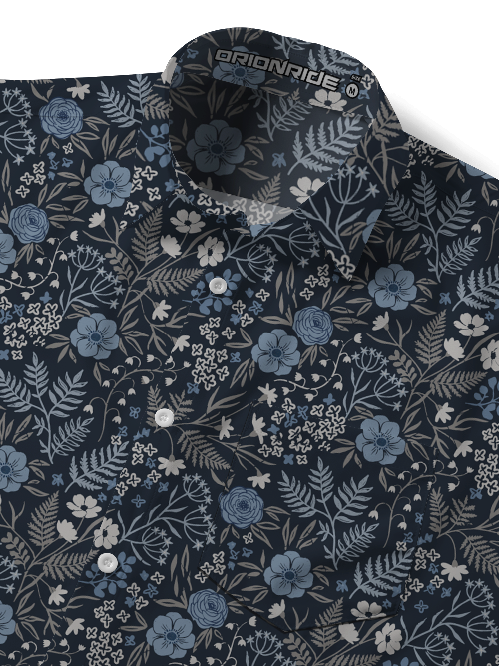 Orionride Midnight Florals Zipper Pockets Ultra Lightweight Short Sleeves Gravel Shirt