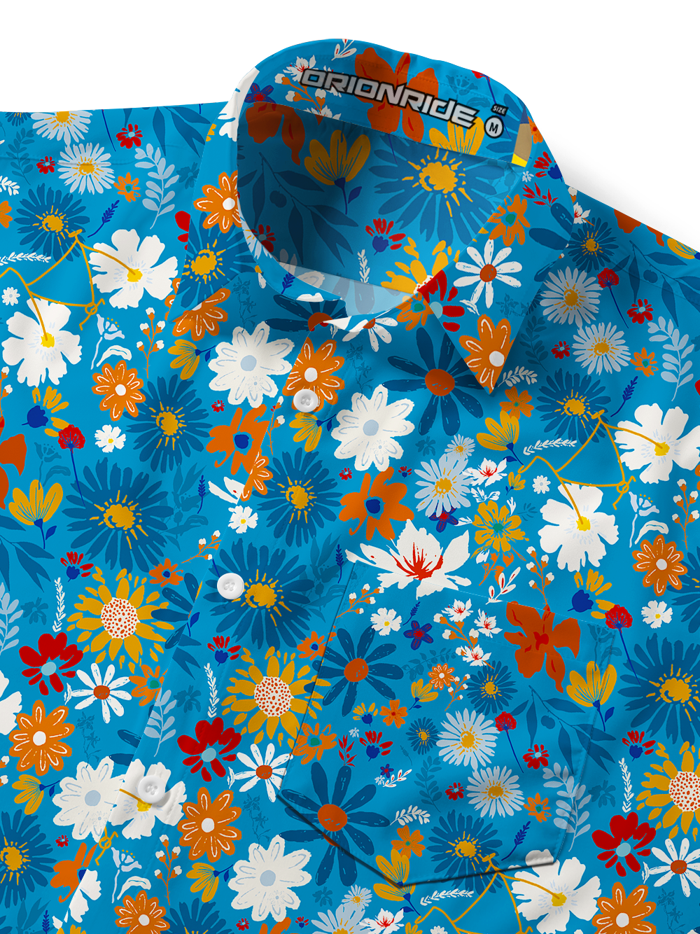 Orionride Sea Of Flowers Zipper Pockets Ultra Lightweight Short Sleeves Gravel Shirt