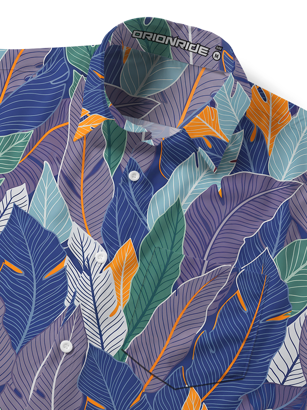 Orionride Plant Leaf Pattern Zipper Pockets Ultra Lightweight Short Sleeves Gravel Shirt