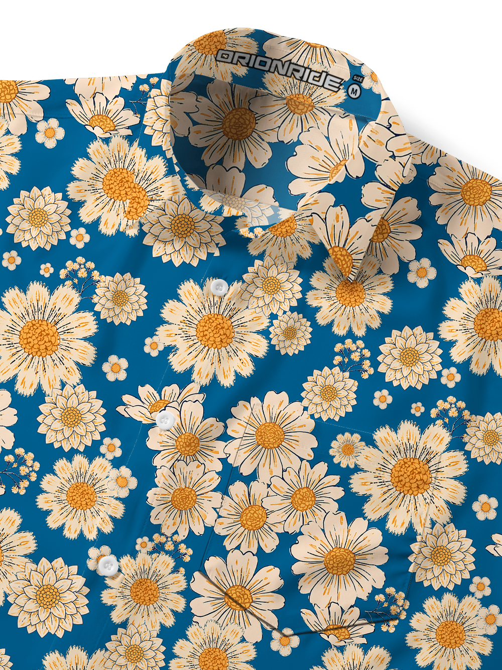 Orionride Blue Daisy Field Zipper Pockets Ultra Lightweight Short Sleeves Gravel Shirt