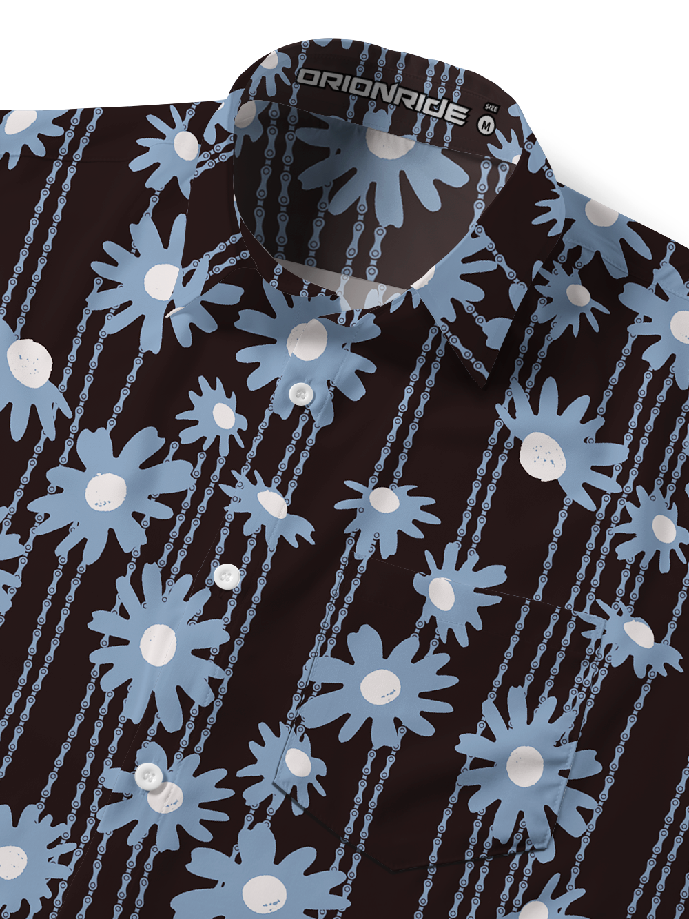 Orionride Chain Daisy Drift Zipper Pockets Ultra Lightweight Short Sleeves Gravel Shirt