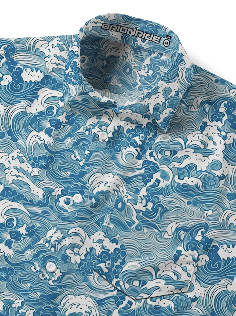 Orionride Sea Waves Zipper Pockets Ultra Lightweight Short Sleeves Gravel Shirt