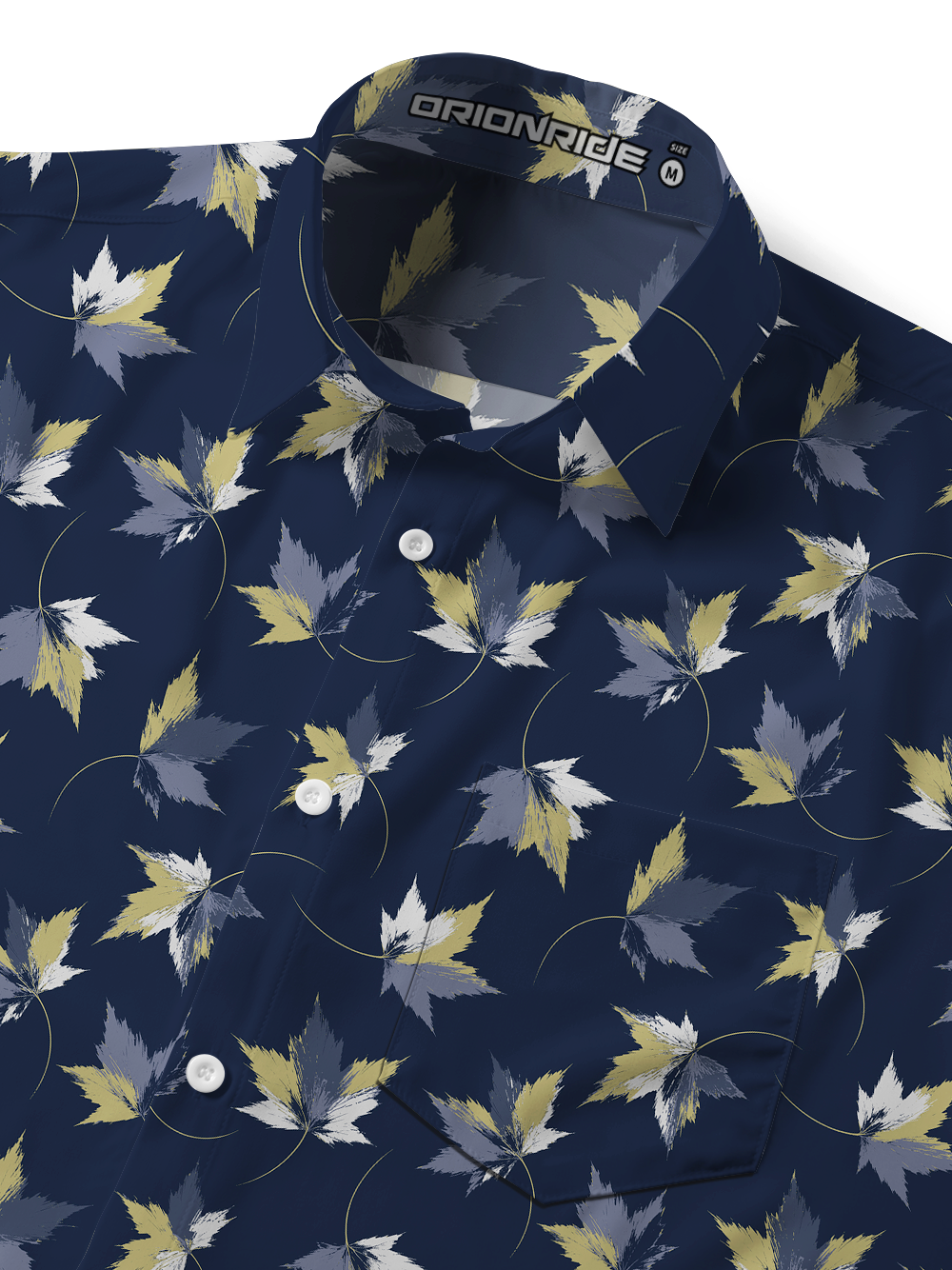 Orionride Dark Leaf Mosaic Zipper Pockets Ultra Lightweight Short Sleeves Gravel Shirt