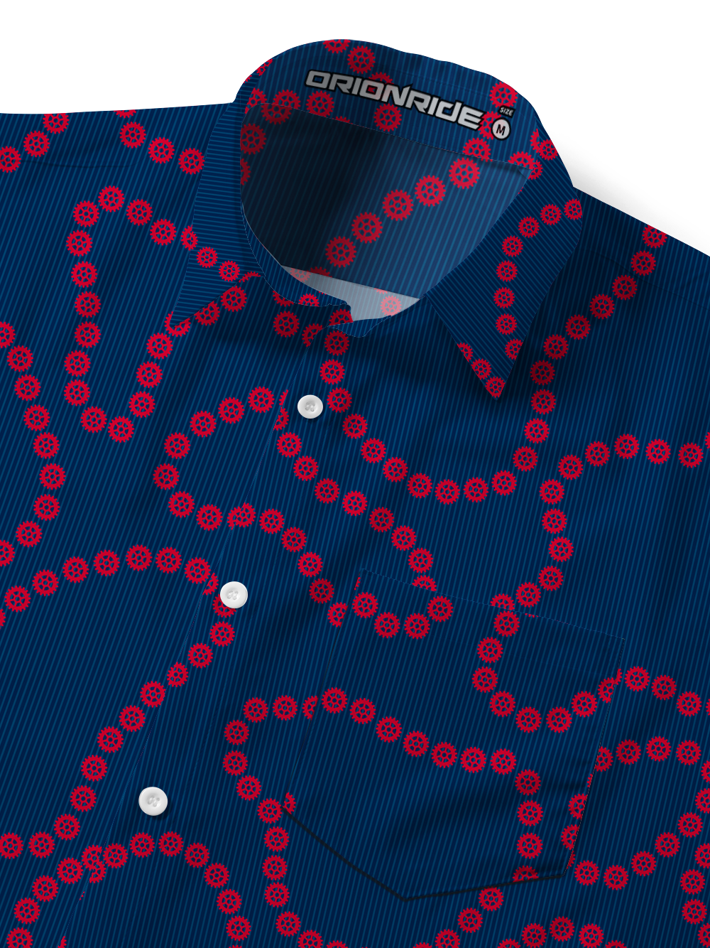 Orionride Hand-Drawn Gears Zipper Pockets Ultra Lightweight Short Sleeves Gravel Shirt