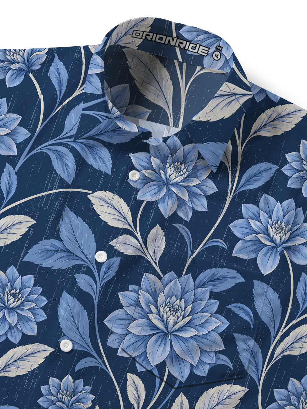 Orionride Indigo Bloom Zipper Pockets Ultra Lightweight Short Sleeves Gravel Shirt