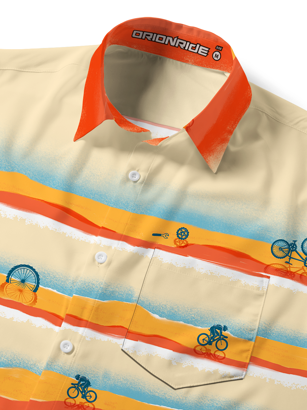 Orionride Sunset Skyline Zipper Pockets Ultra Lightweight Short Sleeves Gravel Shirt