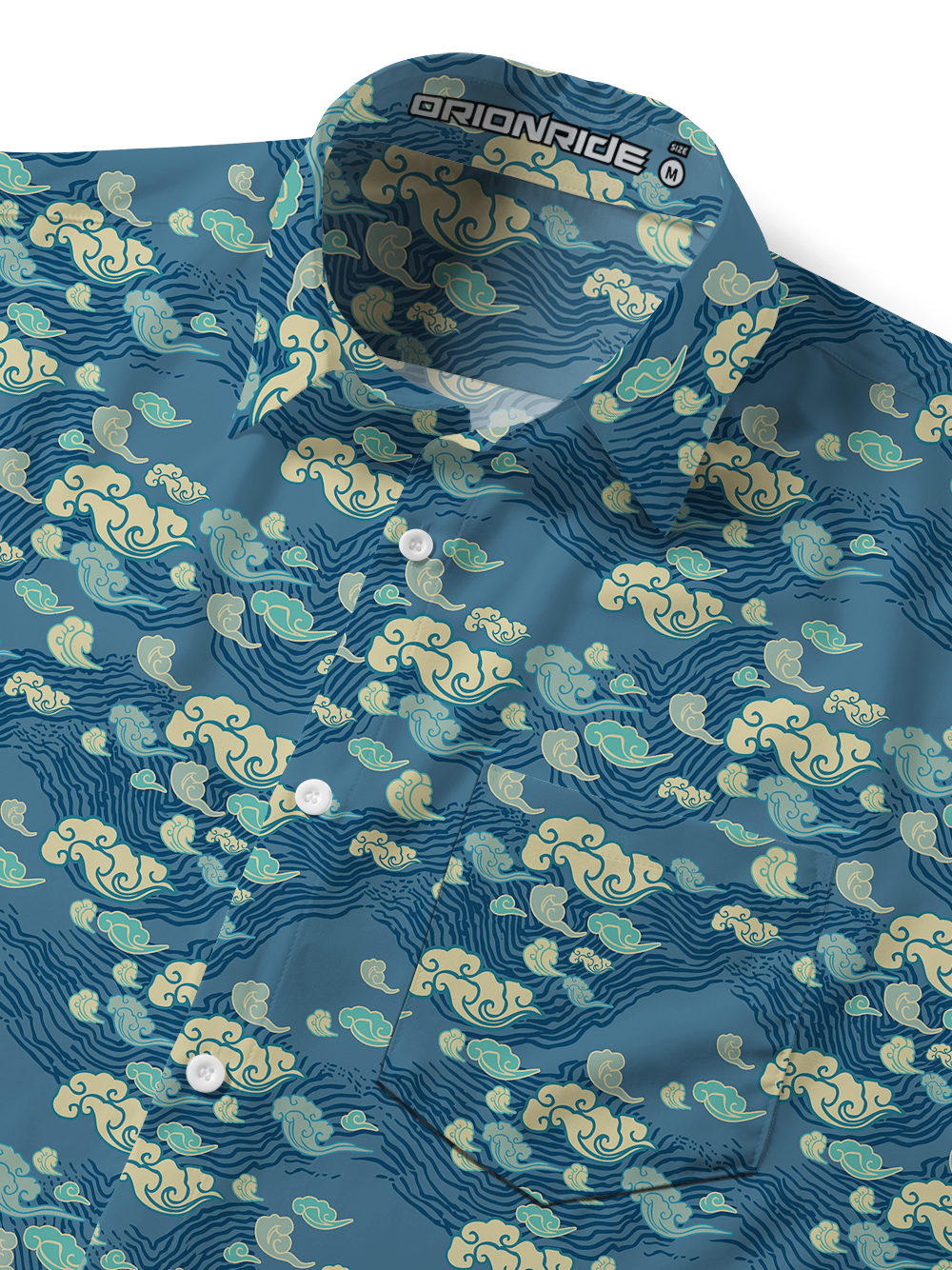 Orionride Japanese Cloud Pattern Zipper Pockets Ultra Lightweight Short Sleeves Gravel Shirt