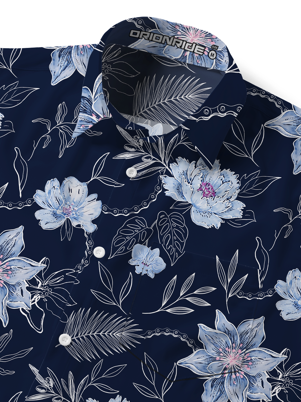 Orionride Midnight Bloom Zipper Pockets Ultra Lightweight Short Sleeves Gravel Shirt