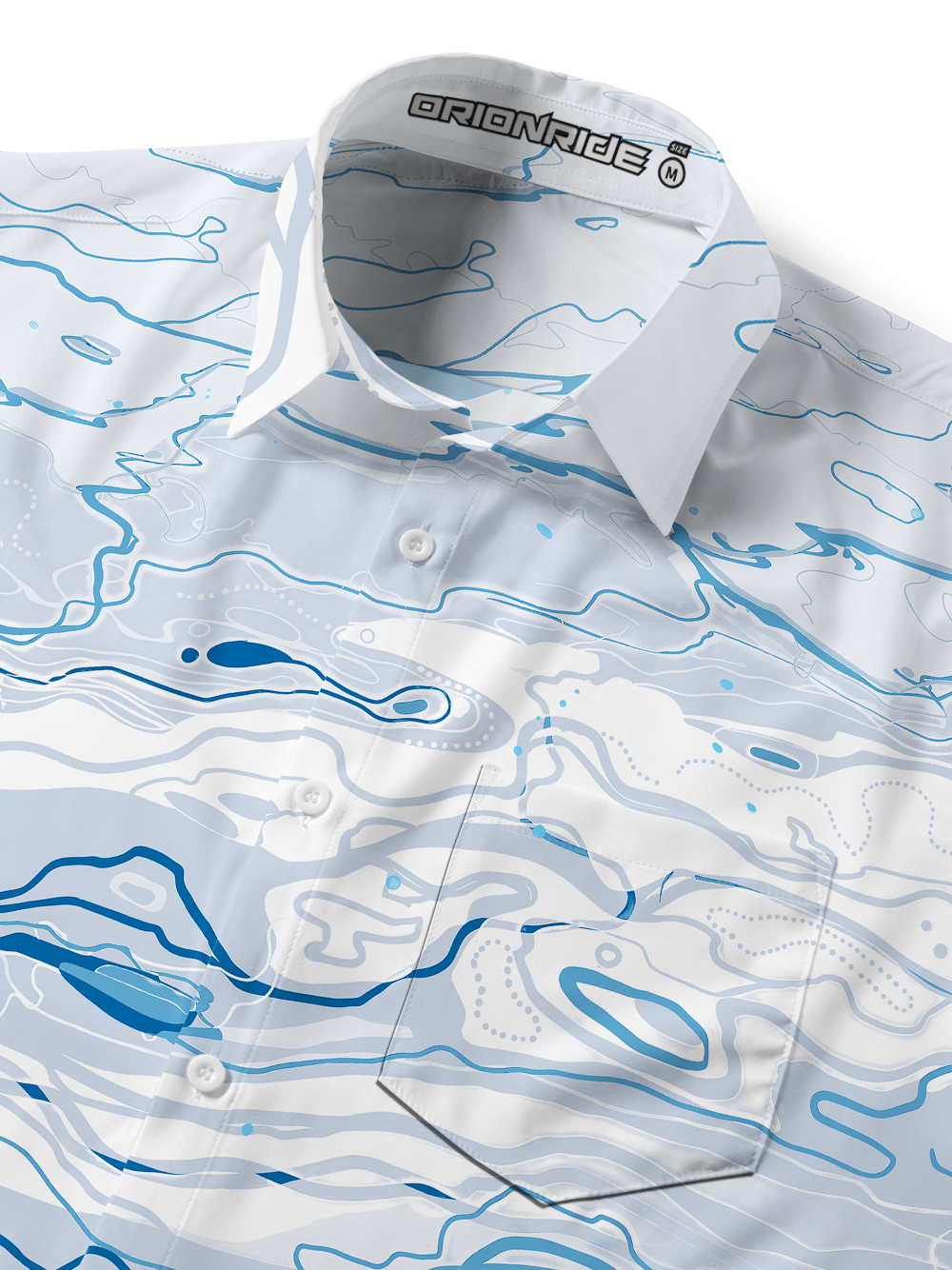 Orionride Abstract Watermarks Zipper Pockets Ultra Lightweight Short Sleeves Gravel Shirt