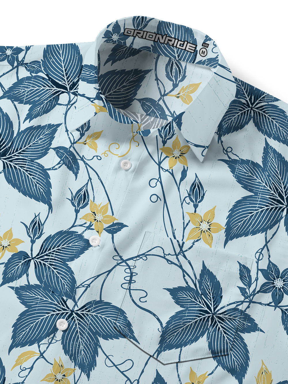 Orionride Botanical Etch Zipper Pockets Ultra Lightweight Short Sleeves Gravel Shirt