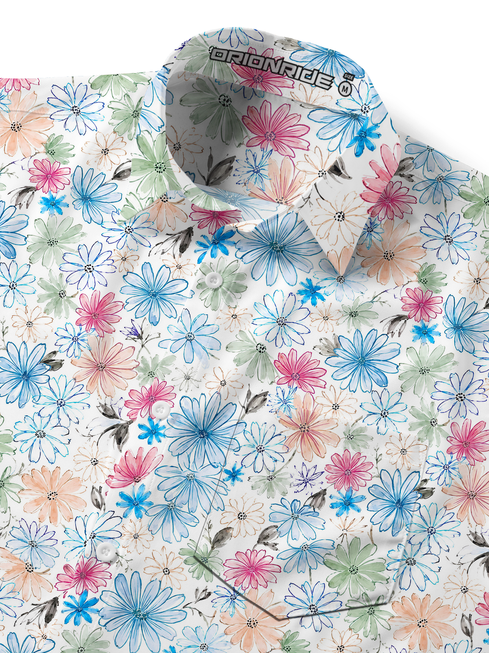 Orionride Wild Blossoms Zipper Pockets Ultra Lightweight Short Sleeves Gravel Shirt
