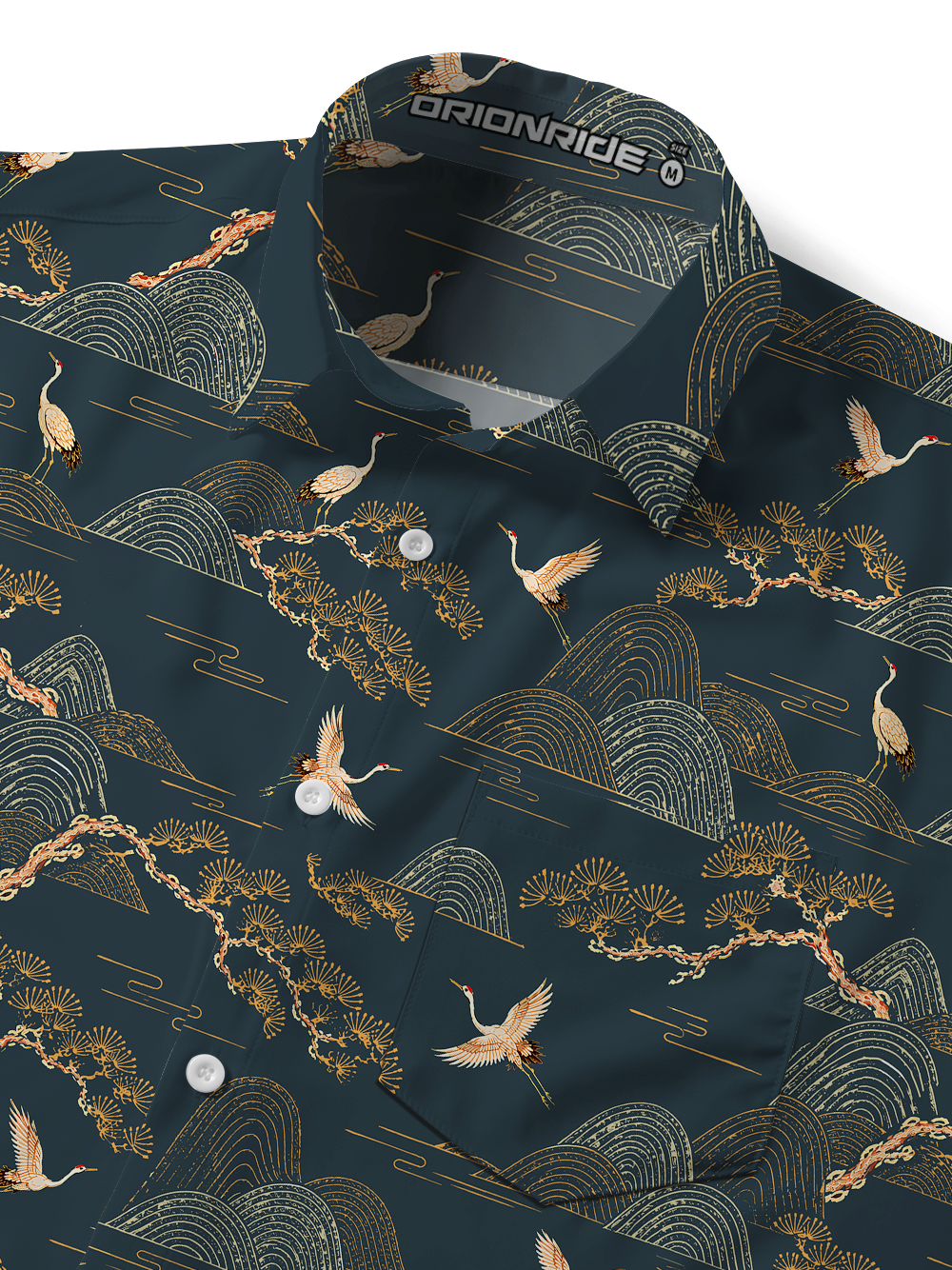 Orionride Golden Crane Zipper Pockets Ultra Lightweight Short Sleeves Gravel Shirt