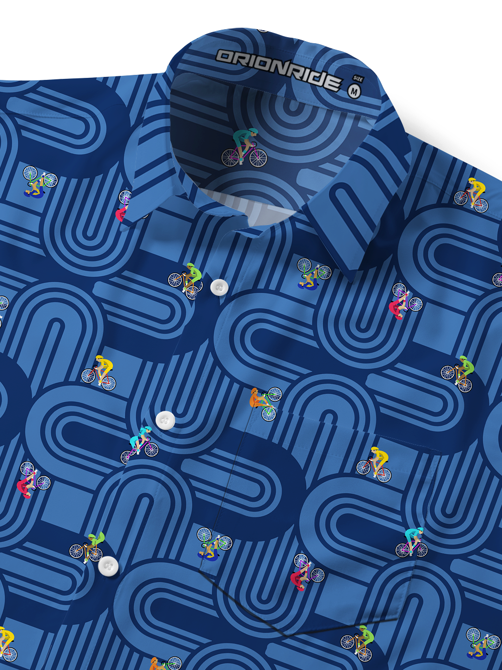 Orionride Blue Track Ride Zipper Pockets Ultra Lightweight Short Sleeves Gravel Shirt
