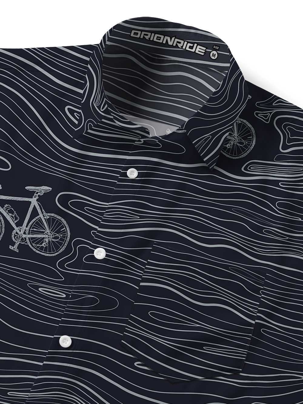 Orionride Topography Map Zipper Pockets Ultra Lightweight Short Sleeves Gravel Shirt