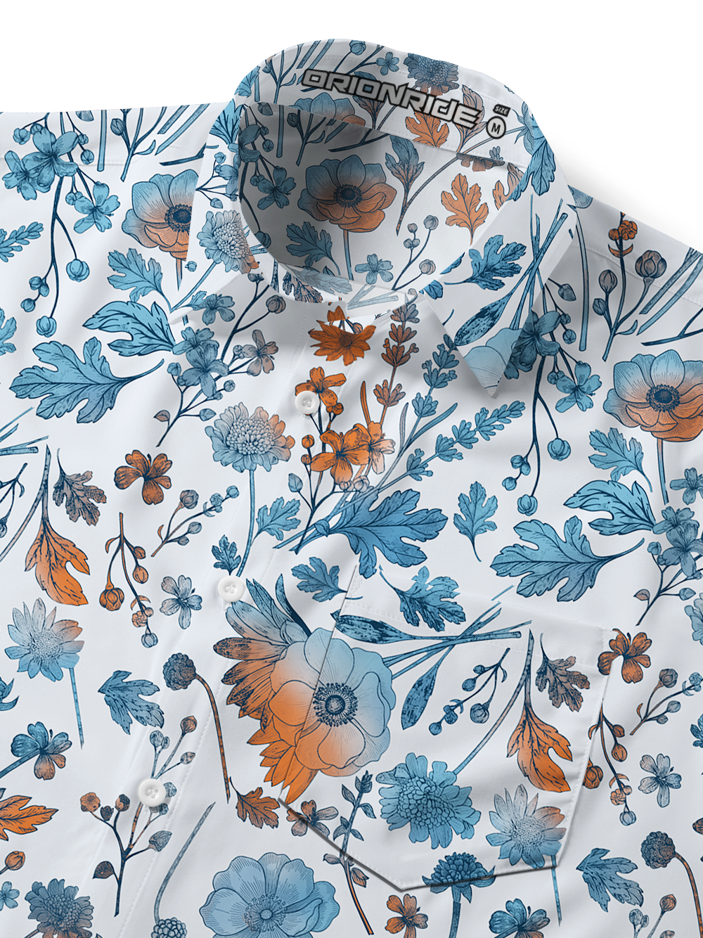 Orionride Floral Whisper Zipper Pockets Ultra Lightweight Short Sleeves Gravel Shirt