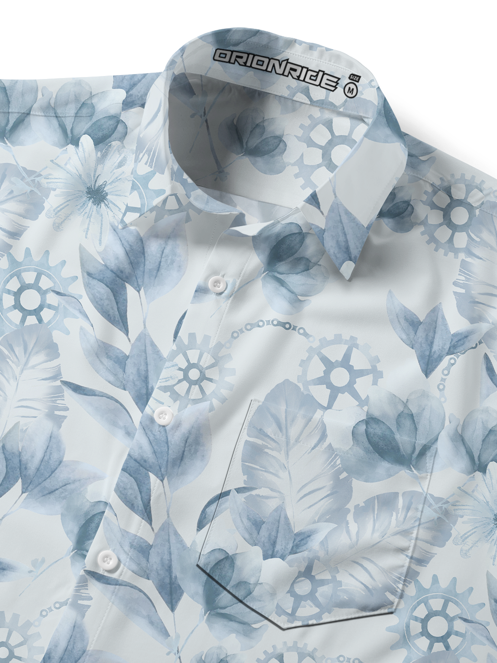 Orionride Ink Flower Zipper Pockets Ultra Lightweight Short Sleeves Gravel Shirt