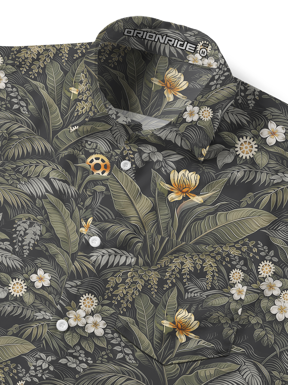 Orionride Retro Strelitzia Reginae Zipper Pockets Ultra Lightweight Short Sleeves Gravel Shirt