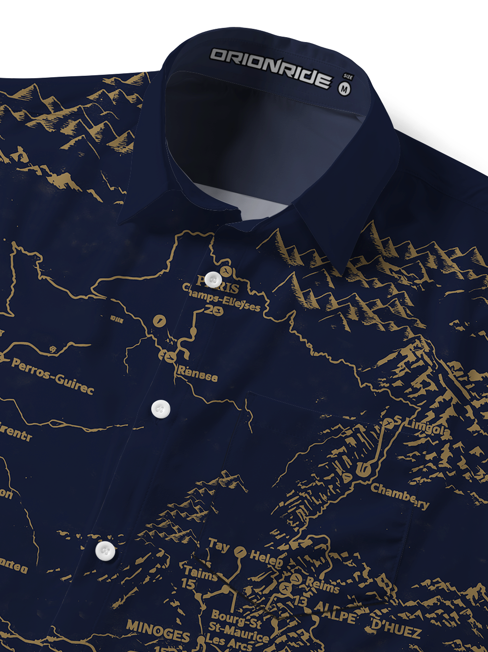 Orionride Race Route Map Zipper Pockets Ultra Lightweight Short Sleeves Gravel Shirt