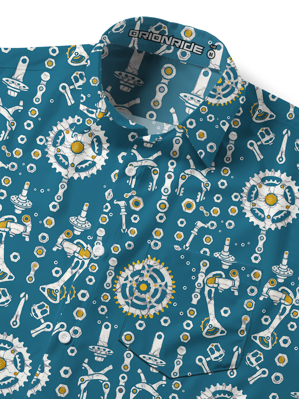 Orionride Mechanical Symbols Zipper Pockets Ultra Lightweight Short Sleeves Gravel Shirt