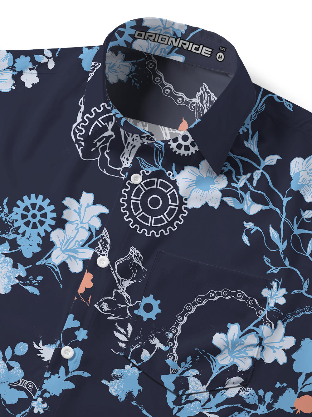 Orionride Flower World Zipper Pockets Ultra Lightweight Short Sleeves Gravel Shirt