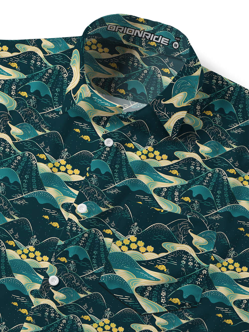 Orionride Mountains And Valleys Zipper Pockets Ultra Lightweight Short Sleeves Gravel Shirt