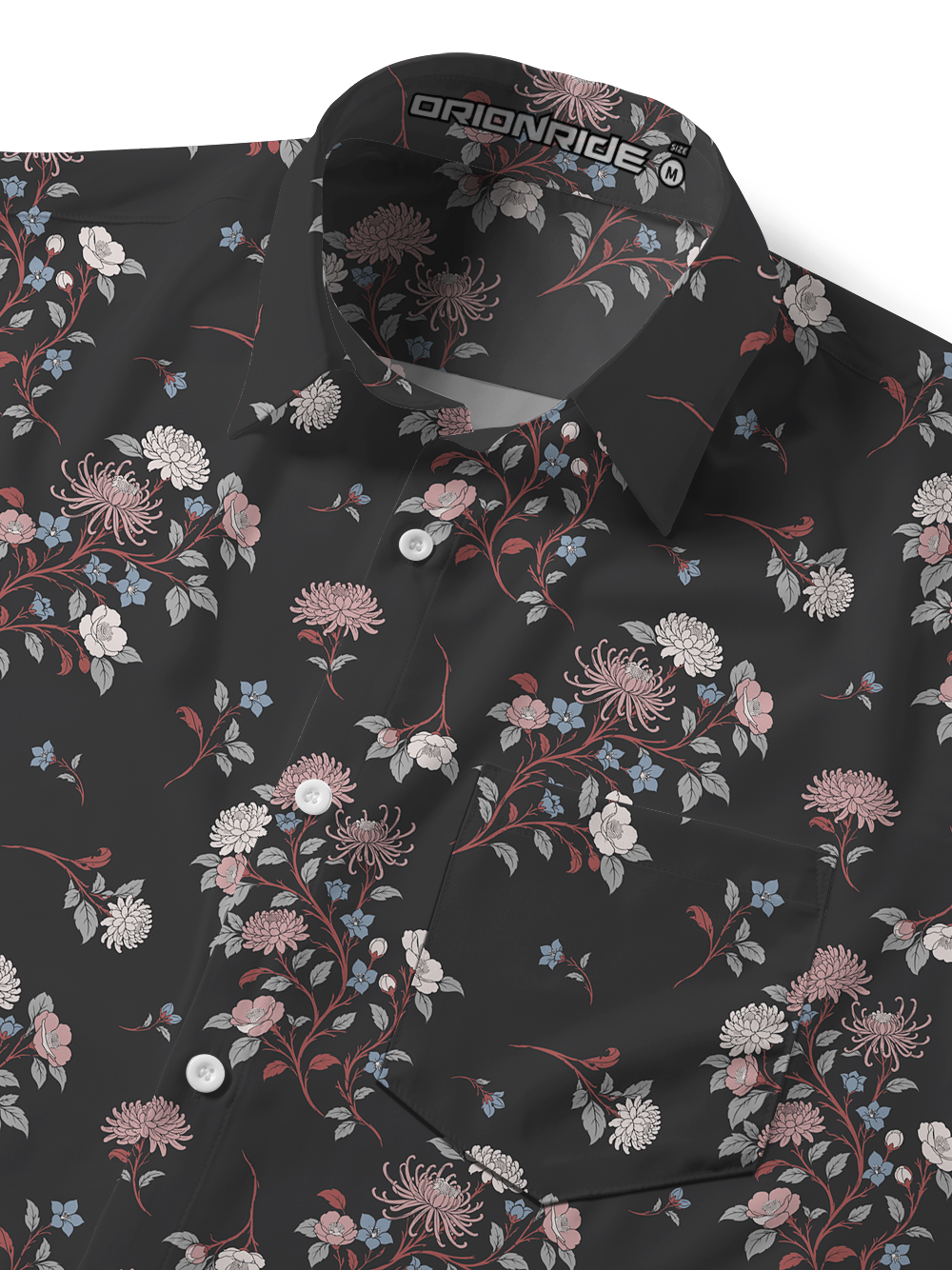 Orionride Japanese Bouquet Zipper Pockets Ultra Lightweight Short Sleeves Gravel Shirt